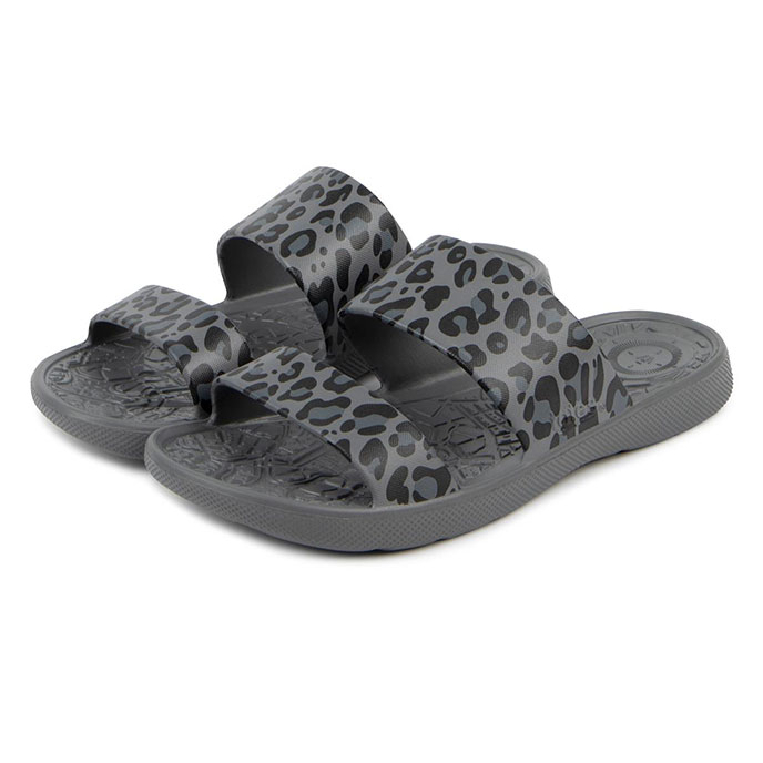 totes® SOLBOUNCE  Ladies Double Strap Slide Grey Leopard Extra Image 1